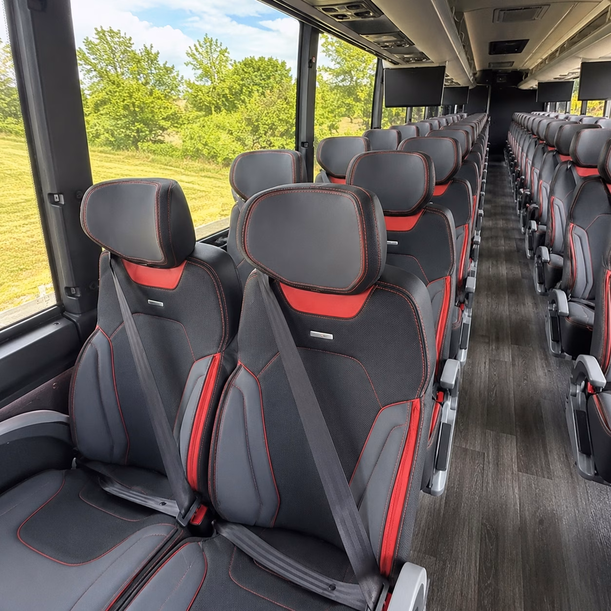 56 passenger charter bus inside